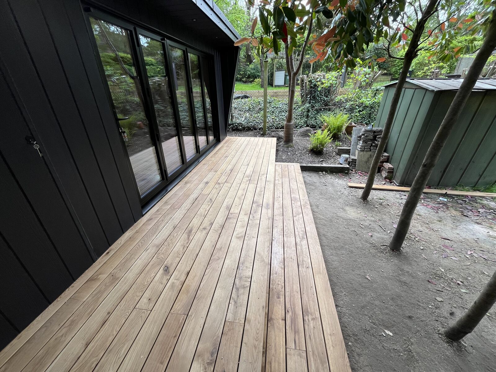 Hardwood deck leading up to the garden room